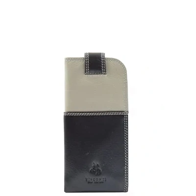 Image of Real Leather Soft Slim Nappa Glasses Case Cover With Tab Fastener HOL6011 Multi Colours Available (BLACK MULTI)