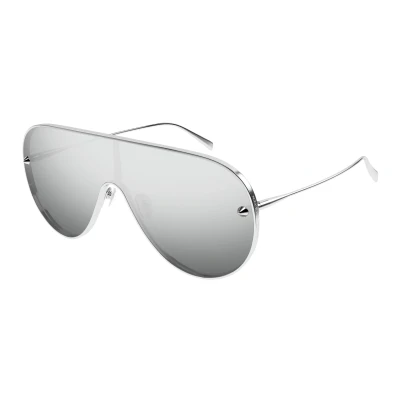 Image of Alexander McQueen Unisex AM0481S 004 Sunglasses Metal Silver Pilot