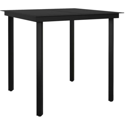 Image of vidaXL Garden Dining Table Black 80x80x74 cm Steel and Glass