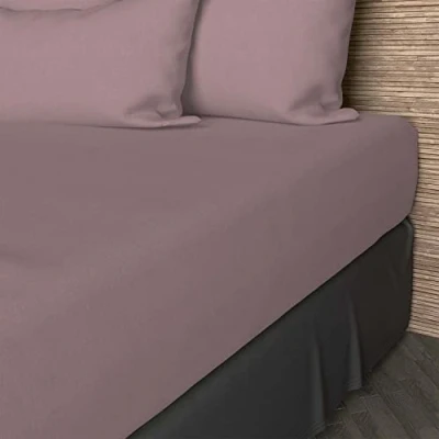 Image of Soleil d&#039;ocre, Fitted Sheet, Cotton, 57 Threads, Pink, 140 x 200 cm