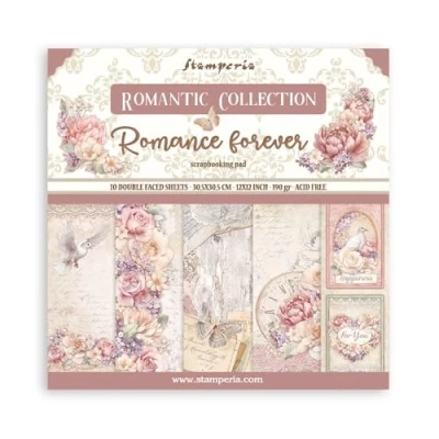 Image of Stamperia International KFT Scrapbooking Pad 10 Sheets 30.5 x (12x12) Romance Forever, Multicoloured, 12 inch