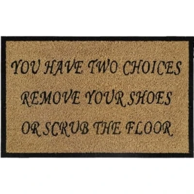 Image of Natural Coir 60cm x 40cm heavy duty doormats with rubber base humorous message (remove your shoes)