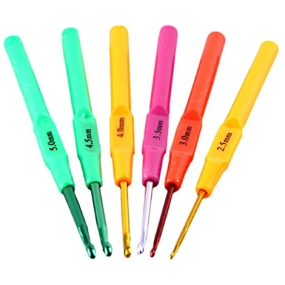 Image of Gemini_mall® 6pcs Colorful Soft TPR Handle Aluminum Crochet Hooks Needles Knitting Knit Yarn Weave Craft