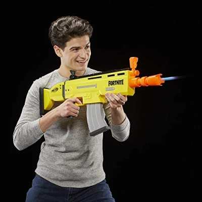 Image of Nerf Fortnite AR L Motorised Elite Dart Blaster, Toy 20 Official Darts, Flip Up Sights for Youth, Teens, Adults