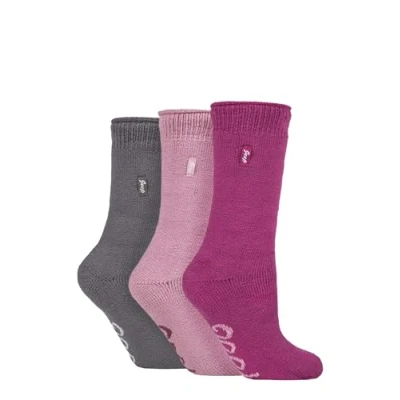 Image of Jeep Ladies Thermal Boot Socks &#039;Renegade&#039; 2.3 TOG Warm, Cushioned, Chunky for Outdoor Walking in Winter Size 4 8 3 Pair Multipack Grey Pink