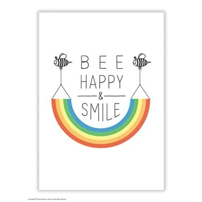 Image of Funny Cute Humorous &#039;Bee Happy&#039; Novelty Postcard