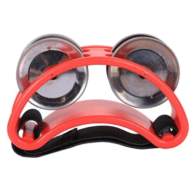 Image of Qutsvosh Foot Tambourine Percussion with Steel Jingles for Cajon &amp; Guitar Players red