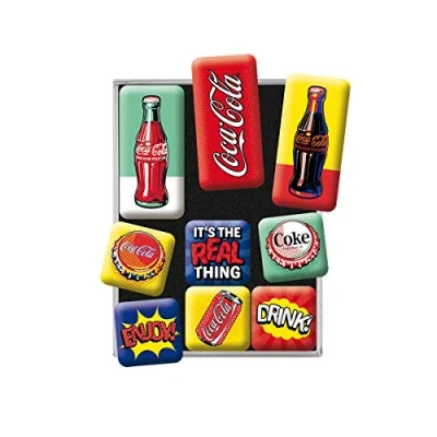 Image of Nostalgic Art Retro Fridge Magnets 9 Pieces Coca Cola Pop Gift Idea for Coke Fans Magnet Set Magnetic Board Vintage Design