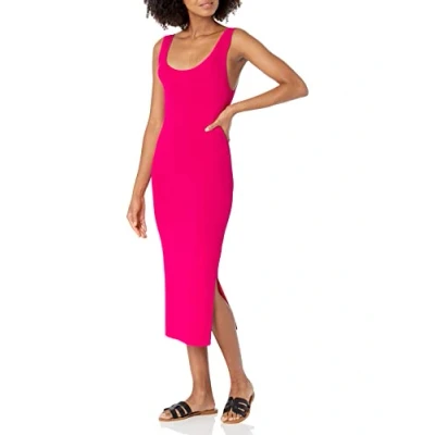Image of The Drop Women&#039;s Yasmin Rib Midi Sweater Tank Dress, Hot Pink, 3XL Plus