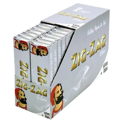 Image of ZIG ZAG Silver Slim King Size Cigarette Tobacco Rolling Paper Pack of 50, 100 g