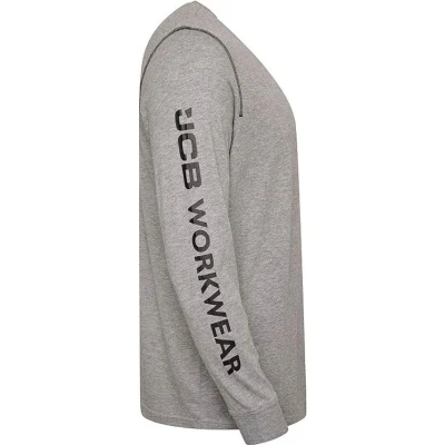 Image of JCB Dark Grey Banner Shirt Mens Long Sleeve T 100% Cotton Workwear Clothes XXL