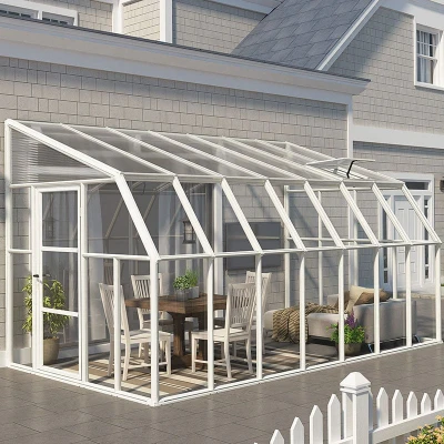 Image of 8&#039;x14&#039; Palram Canopia Rion White Sun Room Walk In Wall Greenhouse (2.4x4.2m)