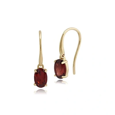 Image of Classic Oval Garnet Drop Earrings in 9ct Yellow Gold