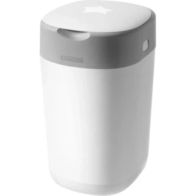 Image of Tommee Tippee Twist and Click Advanced Nappy Bin Starter Set, Eco Friendlier System with 6x Refill Cassettes White
