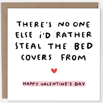 Image of Steal The Bed Covers Valentine&#039;s Day Card, Funny For Husband, Wife, Boyfriend, Girlfriend