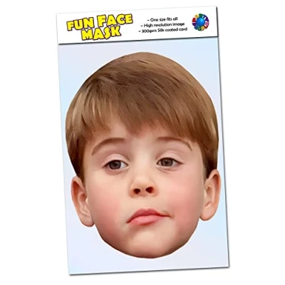Image of 1 x Prince Louis Of Wales Royal Family Celebrity Face Mask Ready To Wear Perfect For Coronation Parties