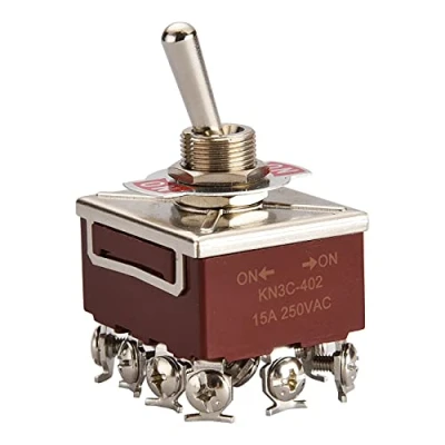 Image of Heschen Metal Toggle Switch, 4PDT, maintained, ON/ON 2 position, 15A 250VAC, 10A 380VAC, CE