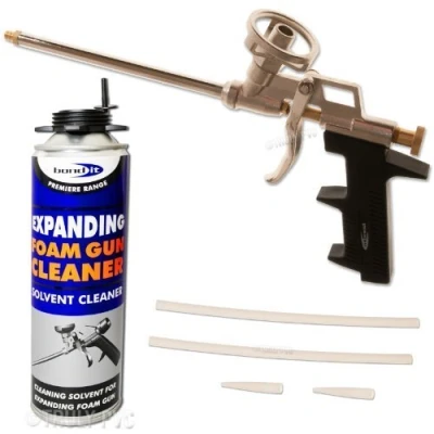 Image of Professional Expanding Foam Gun Applicator &amp; 500ml Solvent Cleaning Can