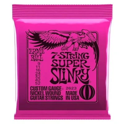Image of Ernie Ball Super Slinky 7 String Nickel Wound Electric Guitar Strings 9 52 Gauge