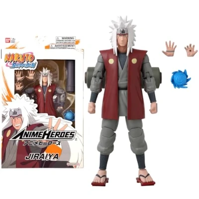 Image of BANDAI Anime Heroes Naruto Action Figure Jiraiya Of The Sannin 17cm With Extra Hands And Accessories Shippuden Figures For Boys Girls