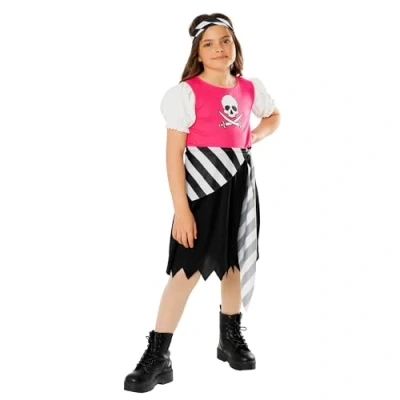 Image of Bristol Novelty 3015603 4000 PIRATE GIRL Childrens Fancy Dress, Multicoloured, Ages 3 4