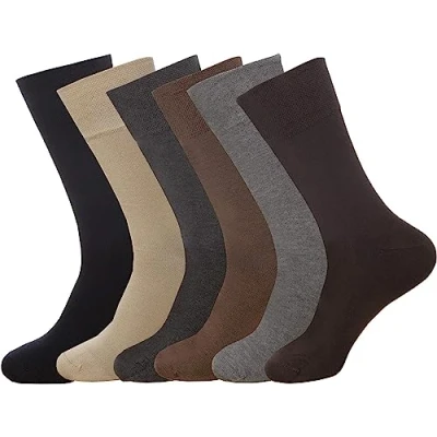 Image of Rozgul 6 PAIRS NON ELASTIC DIABETIC MENS EASY GRIP LOOSE SOFT TOP BAMBOO SOCKS UK SIZE 11 (Multi Coloured)