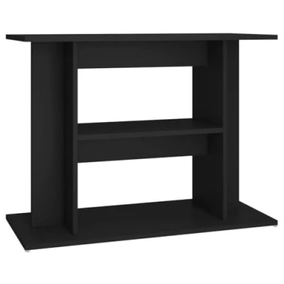 Image of vidaXL Black Aquarium Stand Engineered Wood Fish Tank with Multi Tiered Storage Space 80x35x60 cm Ideal for Living Room or Office Decor
