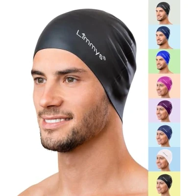 Image of Limmys Women’s Swimming Cap 100% Silicone Ladies Swim Caps Premium Quality, Stretchable and Comfortable Hats Available in Different Attractive Colours (Coal Black)