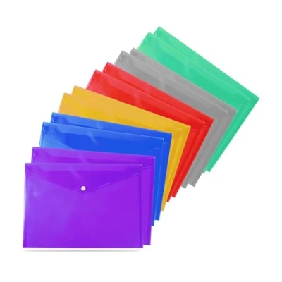 Image of 12 File Folders A4 Document Wallets Folder for Documents Papers &amp; Notes Transparent Colors