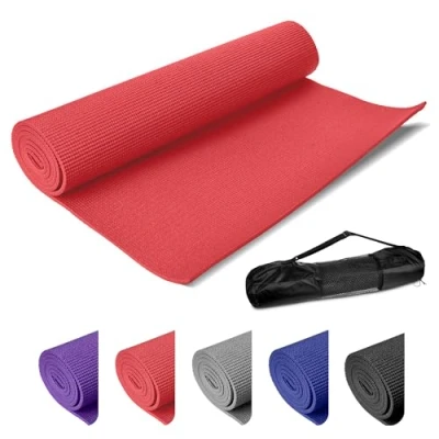 Image of ASAB 6mm Thick Foam Roll Up Yoga Mat for Training, Gymnastic, Abdominal Exercises, Pilates, Stretching, Camping, Travel Non Slip 173x61cm Pink