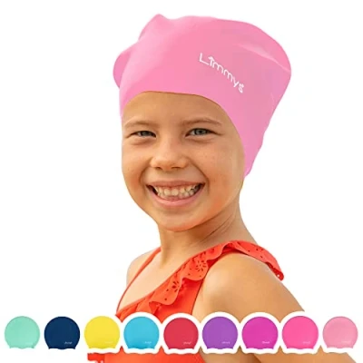 Image of Limmys Kids Long Hair Swimming Cap 100% Silicone Swim Caps for Boys and Girls Premium Quality, Stretchable Comfortable Hats Available in Different Attractive Colours