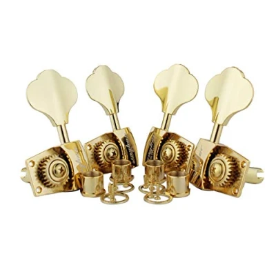 Image of Guyker Bass Tuners (2R + 2L) 1:26 Ratio Open Gear Tuning Key Pegs Machine Head Replacement for Electric Jazz Guitar or Precision Instruments Gold