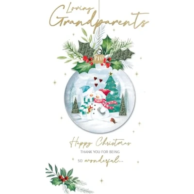 Image of Loving Grandparents Embellished Christmas Card Hand Finished Champagne Cards XCDC376