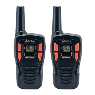 Image of Cobra AM255 Pack of 2 Lightweight Walkie Talkies for Adults, up to 5Km Range, 8 Channels, Power Saving Function, and Includes Rechargeable Batteries Black