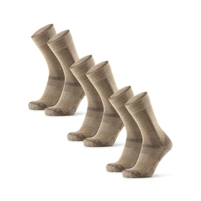 Image of DANISH ENDURANCE Hiking Socks, Breathable Merino Wool Walking Anti Blister Cushioning, Unisex, 3 Pack Beige 9 12
