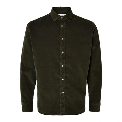 Image of SELETED HOMME Men&#039;s Slhregowen Cord Shirt Ls Noos Long Sleeve, Forest Night, XXL