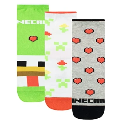 Image of Minecraft Girls Socks Pack of 3 Multicolour 4 6