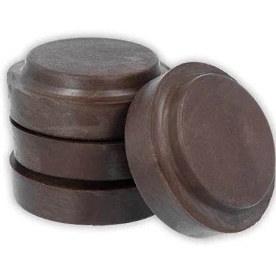 Image of 12x Brown Rubber 45mm Castor Cups Anti Scratch Furniture Glides, Laminate/Wood Floor Protection