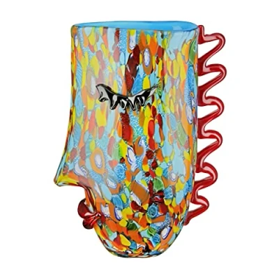 Image of GILDE GLAS art Froozen Design Vase Face Coloured Glass Mouth Blown Height 30 cm