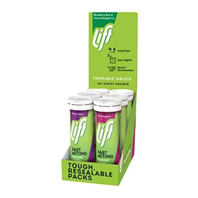 Image of Lift Fast Acting Glucose Chewable Energy Tablets Mixed Berry 6 Pack of 10 Tablet Tubes
