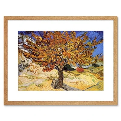 Image of Wee Blue Coo Van Gogh Mulberry Tree 1889 Old Master Framed Wall Art Print