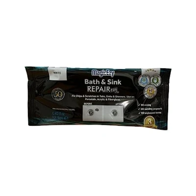 Image of MagicEzy Bath &amp; Sink RepairEzy (White) Acrylic Repair Kit Porcelain Ceramic Sink, and Fibreglass Bathtub Shower Base Refinishing Chipped