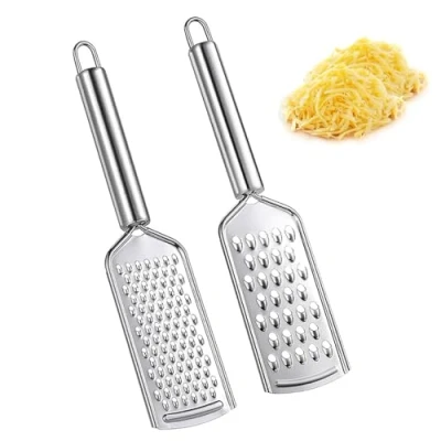 Image of 2PCS Kitchen Grater, Cheese Grater Fine with Handle Stainless Steel Blade for Chocolate, Cheese, Carrot, Ginger, Coconut, Nuts