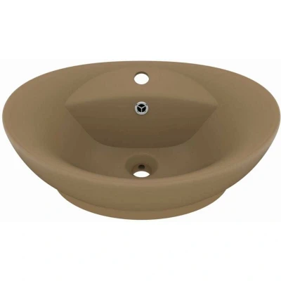 Image of vidaXL Luxury Basin Overflow Oval Matt Cream 58.5x39 cm Ceramic