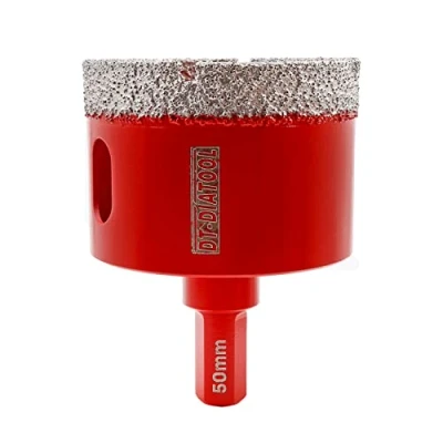 Image of DT DIATOOL Diamond Drill Bit 50mm Vacuum Brazed Hole Saw with Triangle Shank Drilling Porcelain Tile Ceramic Marble Granite Masonry Quartz