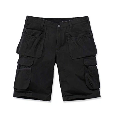 Image of Carhartt Men&#039;s Rugged Flex Relaxed Fit Ripstop Cargo Multi Pkt Work Short, Black, W30