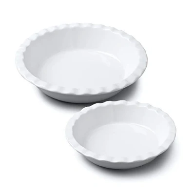 Image of WM Bartleet &amp; Sons 1750 TSET23 Crinkle Rim Pie Dish Set, White,20cm/27cm