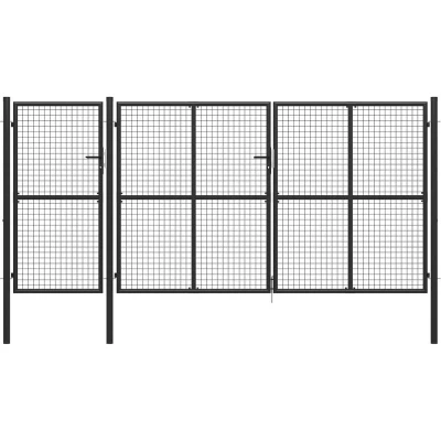 Image of vidaXL Garden Gate Steel 400x150 cm Anthracite