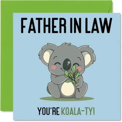 Image of Birthday Cards for Father in Law Koala Ty Funny Happy Card from Son Daughter Law, Fathers Day Dad 145mm x Joke Greeting Men Him