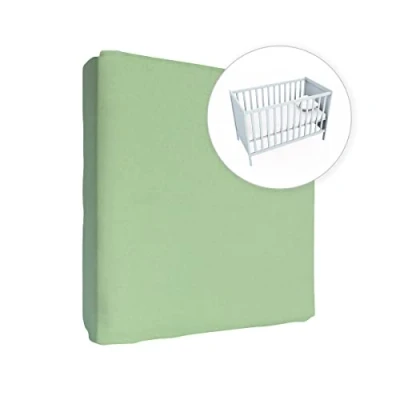Image of Jersey 100% Cotton Fitted Sheet for 140 x 70 cm Toddler Baby Cot Bed Mattress (Green)